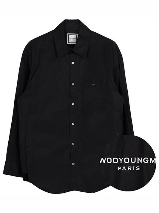 Wooyoungmi Men'S Back Logo Cotton Long Sleeve Shirt Black - WOOYOUNGMI - BALAAN 2