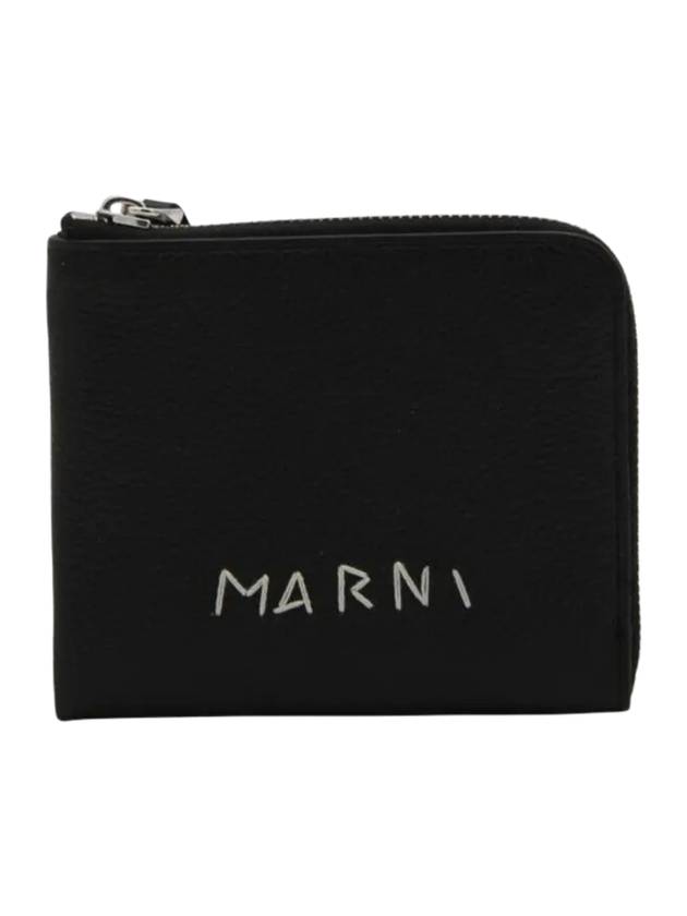 Logo Zip Card Wallet Black - MARNI - BALAAN 1