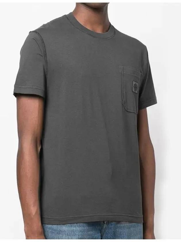 Wappen Logo Patch Pocket Short Sleeve T-Shirt Grey - STONE ISLAND - BALAAN 4