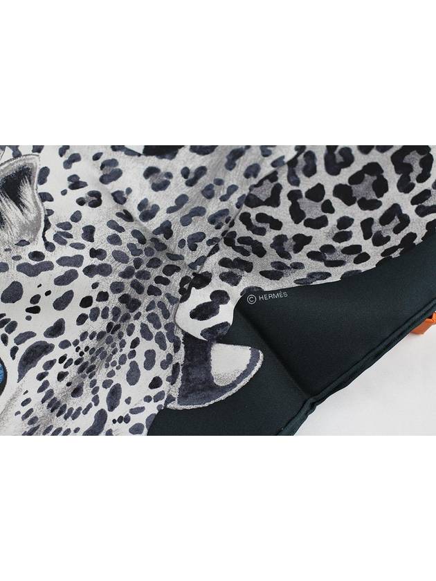 Lazy Leopardesses 90 Scarf Vert Noir - HERMES - BALAAN 4