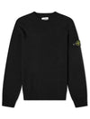 Waffen Patch Round Neck Wool Knit Top Black - STONE ISLAND - BALAAN 2