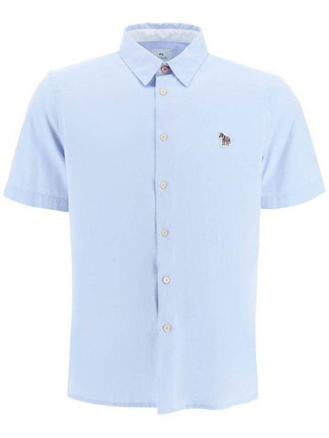 Zebra Patch Casual Fit Short Sleeve Shirt Light Blue - PAUL SMITH - BALAAN 1