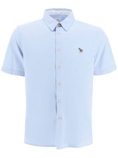 Zebra Patch Casual Fit Short Sleeve Shirt Light Blue - PAUL SMITH - BALAAN 1