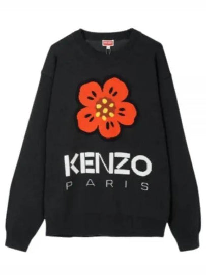 Boke Flower Wool Jumper Knit Top Black - KENZO - BALAAN 2