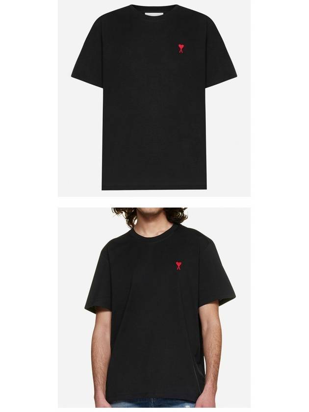 Small Heart Logo Short Sleeve T-Shirt Black - AMI - BALAAN 5