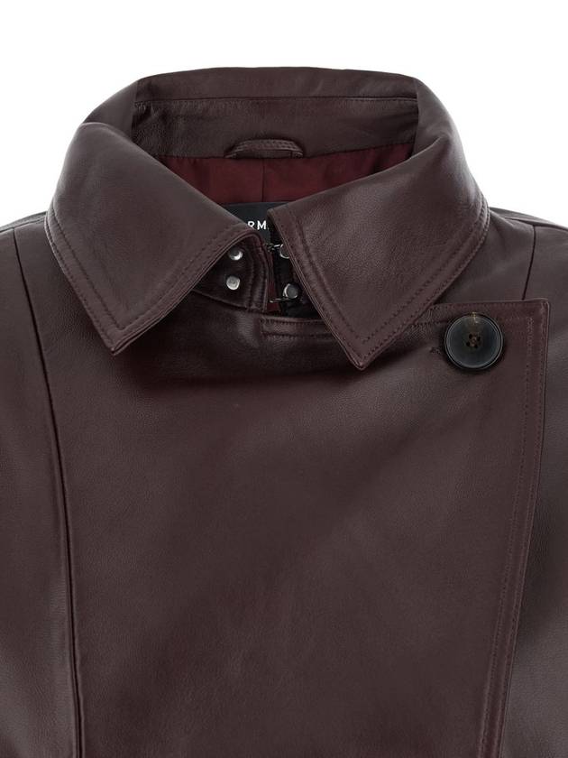 'Rima' Bordeaux Double Breasted Jacket In Leather Woman - ARMA - BALAAN 3