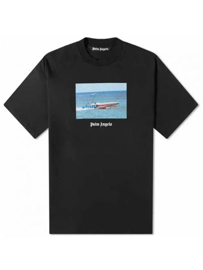 Getty Speedboat Classic Short Sleeve T-Shirt Black - PALM ANGELS - BALAAN 2