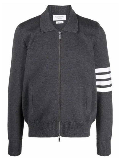 Diagonal Armband Merino Wool Zip-up Jacket Grey - THOM BROWNE - BALAAN 2