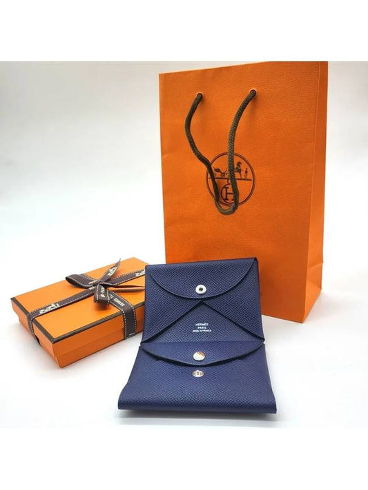 Calvi Duo Compact Card Wallet Navy - HERMES - BALAAN 2