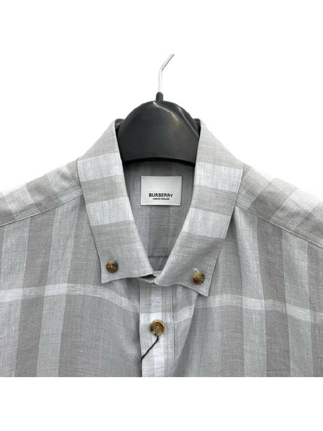 Check Long Sleeve Shirt Grey - BURBERRY - BALAAN.