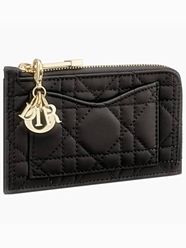 Lady Compact Cannage Zipper Lambskin Card Wallet Black - DIOR - BALAAN 3