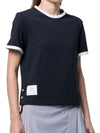 Asymmetric Hem Short Sleeve T-Shirt Navy - THOM BROWNE - BALAAN 3