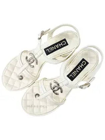 Women s CC Logo Quilted Sandals White - CHANEL - BALAAN 1