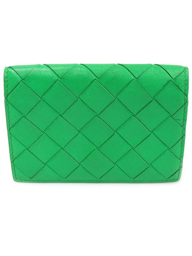 667141 Green Paraket Lambskin Intrecciato Business Card Holder - BOTTEGA VENETA - BALAAN 1