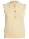 Cashmere Mix Sleeveless Vest Knit Top Ivory - GANNI - BALAAN 3