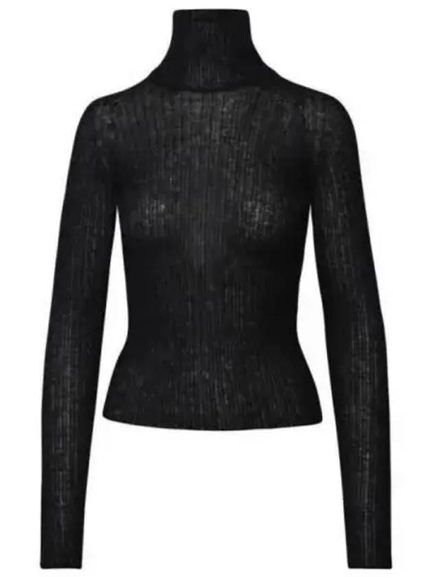 Ribbed Knit Turtleneck Black - SAINT LAURENT - BALAAN 2