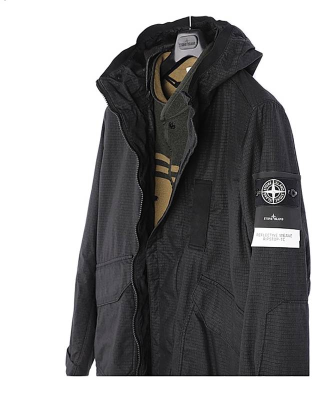 Wappen Patch Reflective Weave Ripstop TC Hooded Jacket Black - STONE ISLAND - BALAAN 5