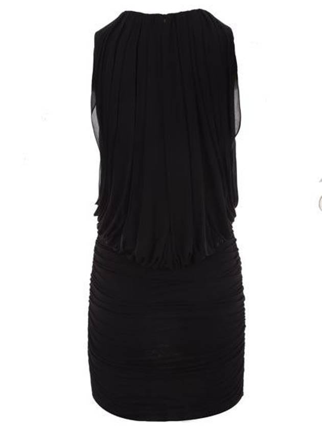 Women's Draped Sleeveless Jersey Mini Dress Black - SAINT LAURENT - BALAAN 3