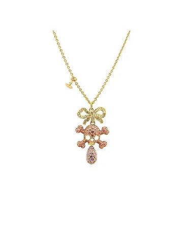 Women Faustine Skull Pendant Crystal Necklace Gold - VIVIENNE WESTWOOD - BALAAN 1