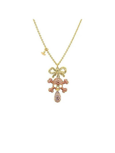 Women Faustine Skull Pendant Crystal Necklace Gold - VIVIENNE WESTWOOD - BALAAN 1