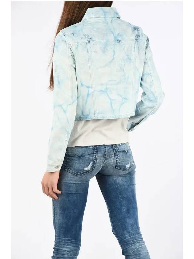 Bleached Acid Washed Water Crop Denim Jacket Blue - OFF WHITE - BALAAN 4