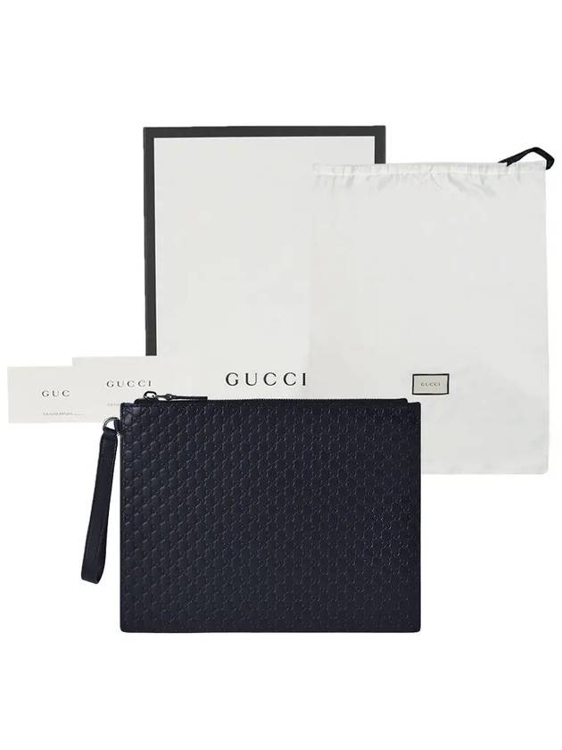 GG Micro Ssima Strap Clutch Bag Navy - GUCCI - BALAAN 5