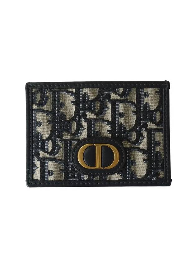 30 Montaigne Oblique Jacquard Card Wallet Blue - DIOR - BALAAN 1