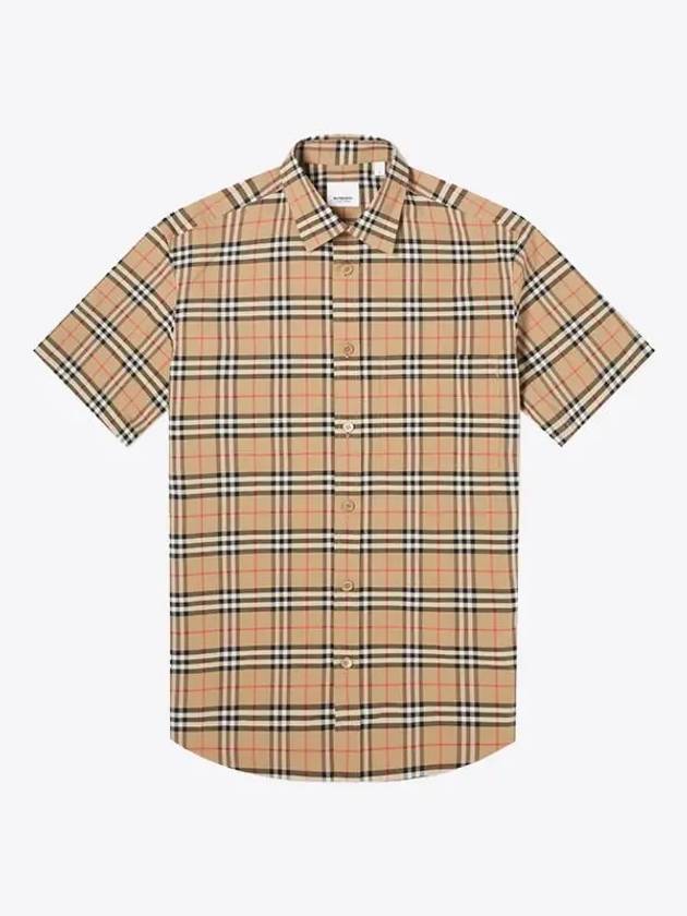 Small Scale Check Stretch Short Sleeve Shirt Archive Beige - BURBERRY - BALAAN 2