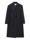 Women's Check Pattern Double Coat Dark Grey - ISABEL MARANT - BALAAN 2