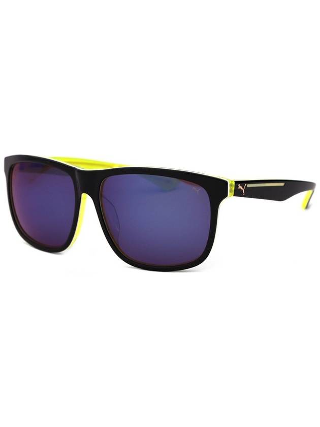 PU0085SK 002 Square Horn Rim Over Asian Fit Mirror Sunglasses - PUMA - BALAAN 1