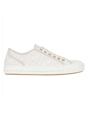 Domino FF Fabric Low Top Sneakers White - FENDI - BALAAN 1