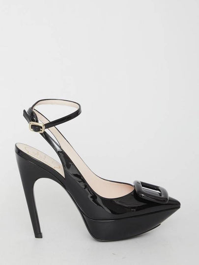 Choc Lacquered Buckle Patent Leather Slingback Black - ROGER VIVIER - BALAAN 2