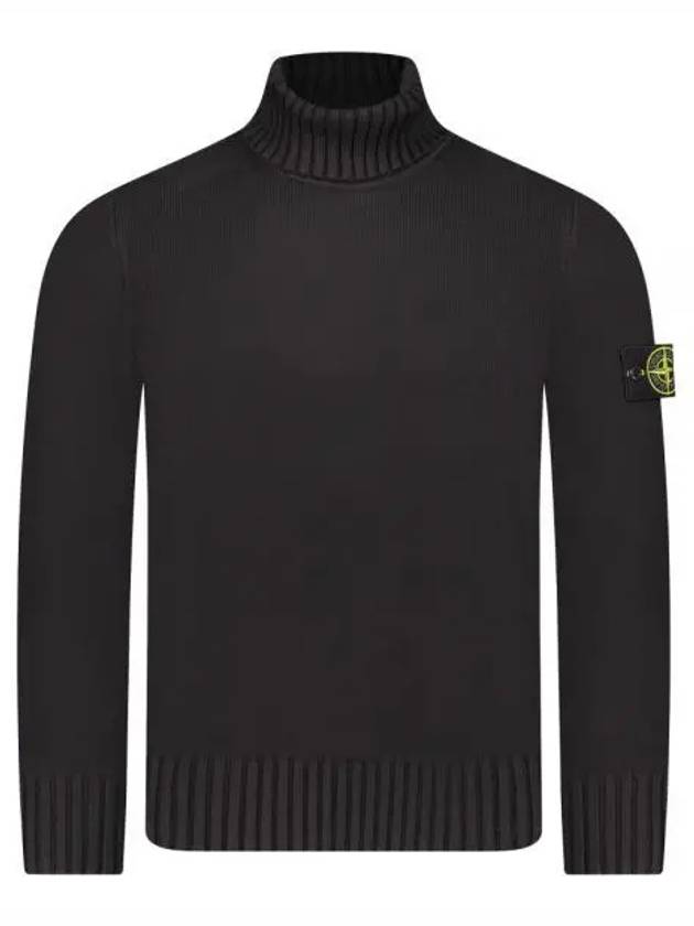 Wappen Patch Loose Fit Cotton Turtleneck Black - STONE ISLAND - BALAAN 2