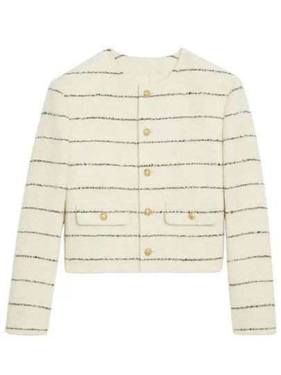 Women's Chasseur Striped Tweed Jacket Ivory - CELINE - BALAAN 2