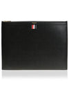 Pebble Grain Leather Large Zipper Laptop Holder Black - THOM BROWNE - BALAAN 2