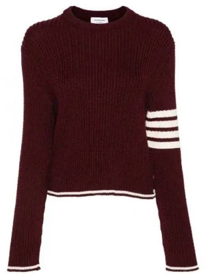 4 Bar Stripe Cable Knit Top Red - THOM BROWNE - BALAAN 2