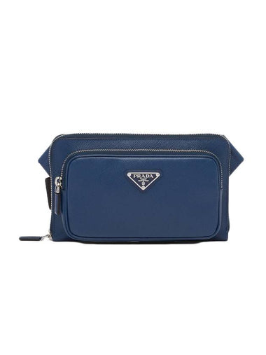 Saffiano Leather Belt Bag Blue - PRADA - BALAAN 1