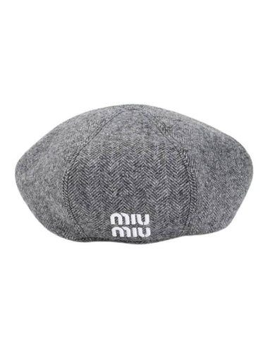 Wool Chevron Beret Black - MIU MIU - BALAAN 1