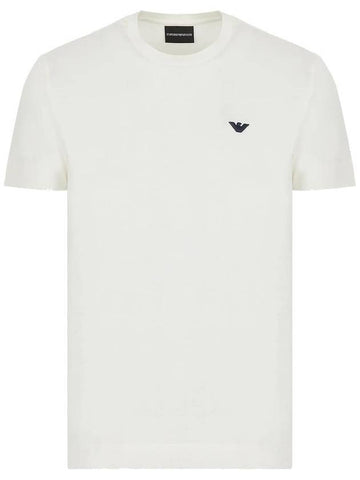 Logo Embroidery Short Sleeve T Shirt White - EMPORIO ARMANI - BALAAN 1