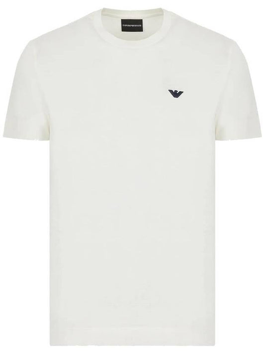 Logo Embroidery Short Sleeve T Shirt White - EMPORIO ARMANI - BALAAN 1