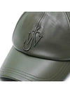 Embroidered Logo Leather Baseball Cap Olive - JW ANDERSON - BALAAN 5