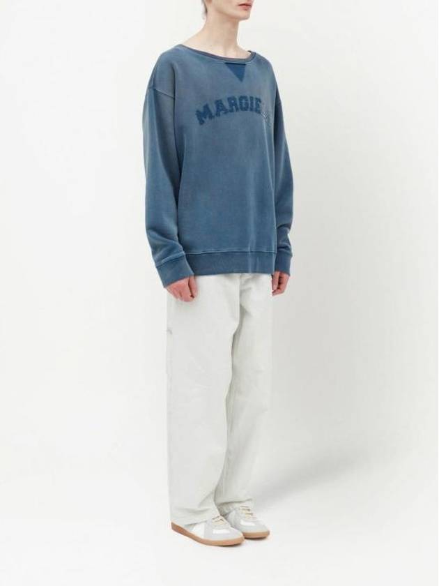 Oversized Fit Logo Sweatshirt Blue - MAISON MARGIELA - BALAAN 4