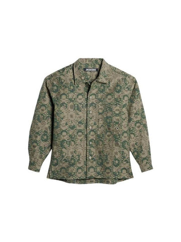 La SurchemiseTessido Jacquard Long Sleeve Shirt Green - JACQUEMUS - BALAAN 1