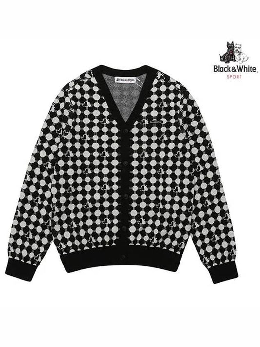 Terrier Jagard V-neck Knit Cardigan 2814LZKLBLACK - BLACK&WHITE - BALAAN 1