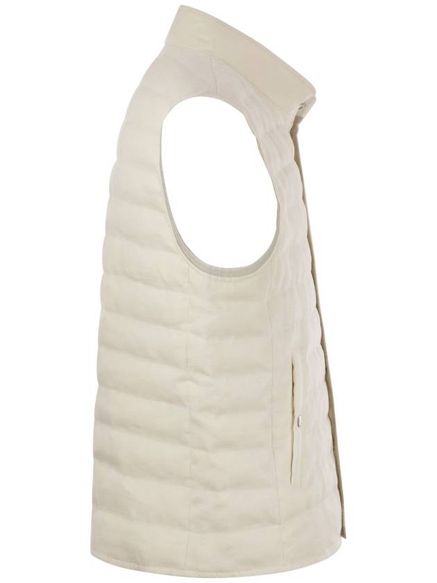 Linen Sleeveless Down Jacket White - BRUNELLO CUCINELLI - BALAAN 4