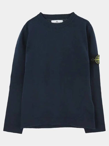 Kids Waffen Patch Crew Neck Knit Avio Blue 7616509A2 V0028 - STONE ISLAND - BALAAN 1