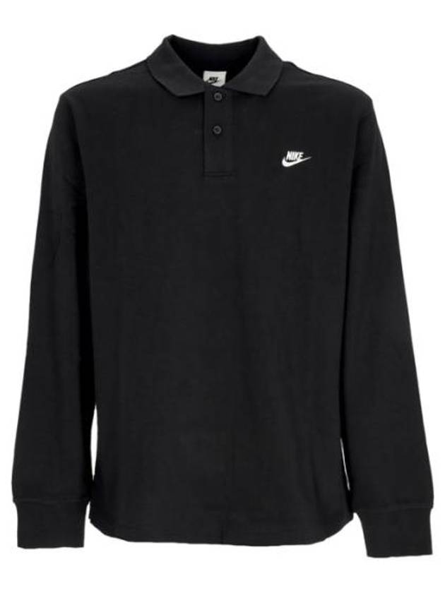 Men's Club Knit Long Sleeves Polo Shirt Black - NIKE - BALAAN 2