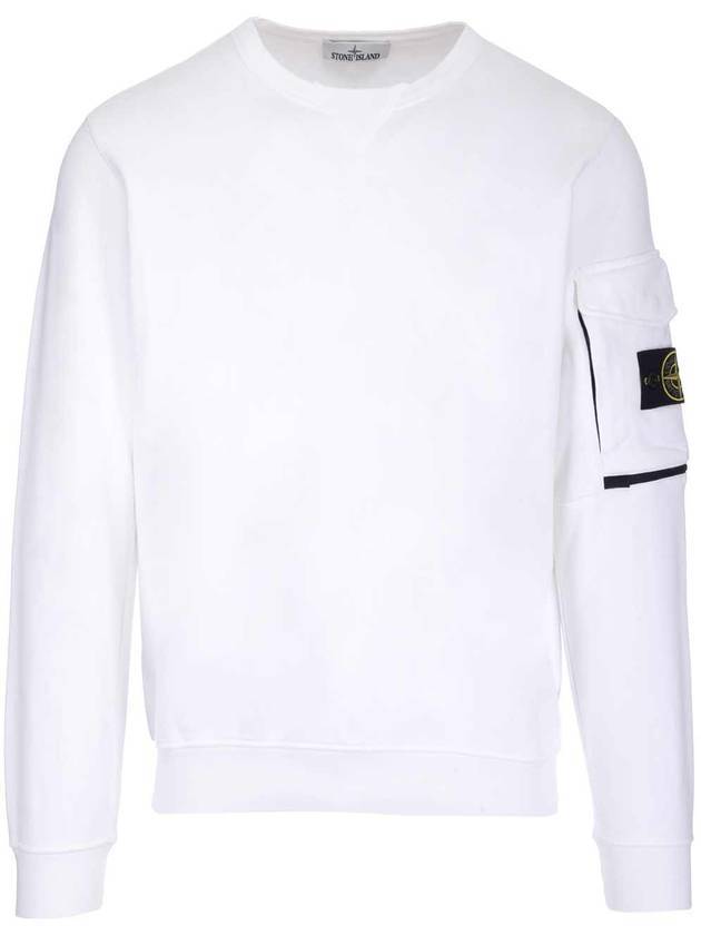 Waffen Patch Zipper Pocket Sweatshirt White - STONE ISLAND - BALAAN 1