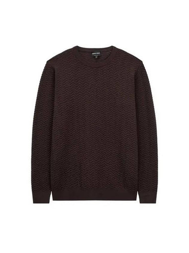 Men s Zigzag Pattern Wool Sweater Dark Brown - GIORGIO ARMANI - BALAAN 1