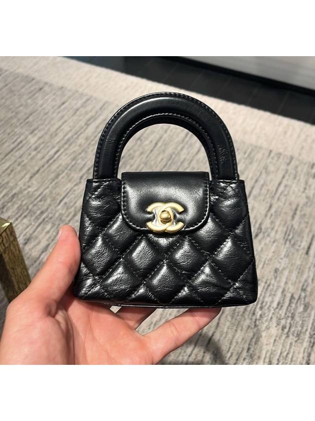 Classic Chain Shiny Aged Calfskin Mini Bag Black - CHANEL - BALAAN 5